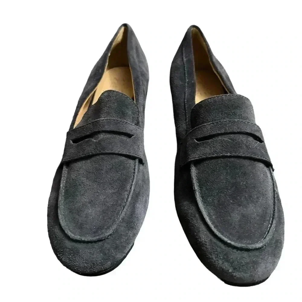 Naturalizer Juliette Navy Blue Suede Leather Loafer Size 10 1/2